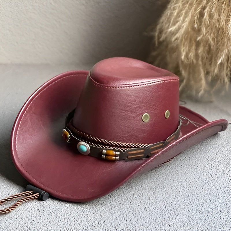 Intérieur d'un chapeau cowboy montrant la doublure