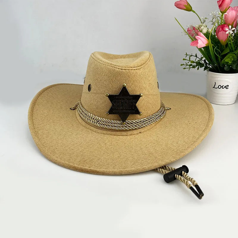 Chapeau cowboy avec bordure large pour protection solaire