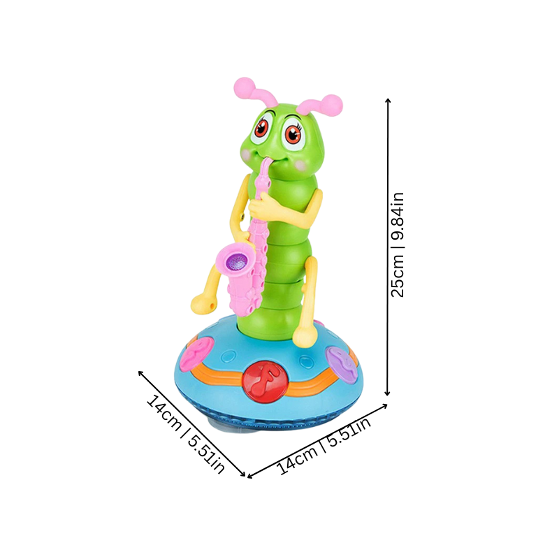 Dimensions de la chenille musicale avec saxophone
