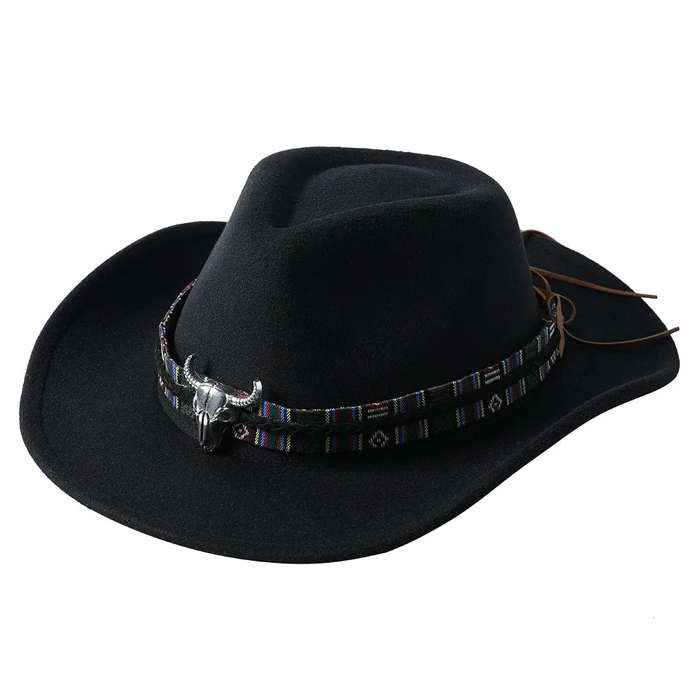 Détail du cordon sur un chapeau cowboy en cuir