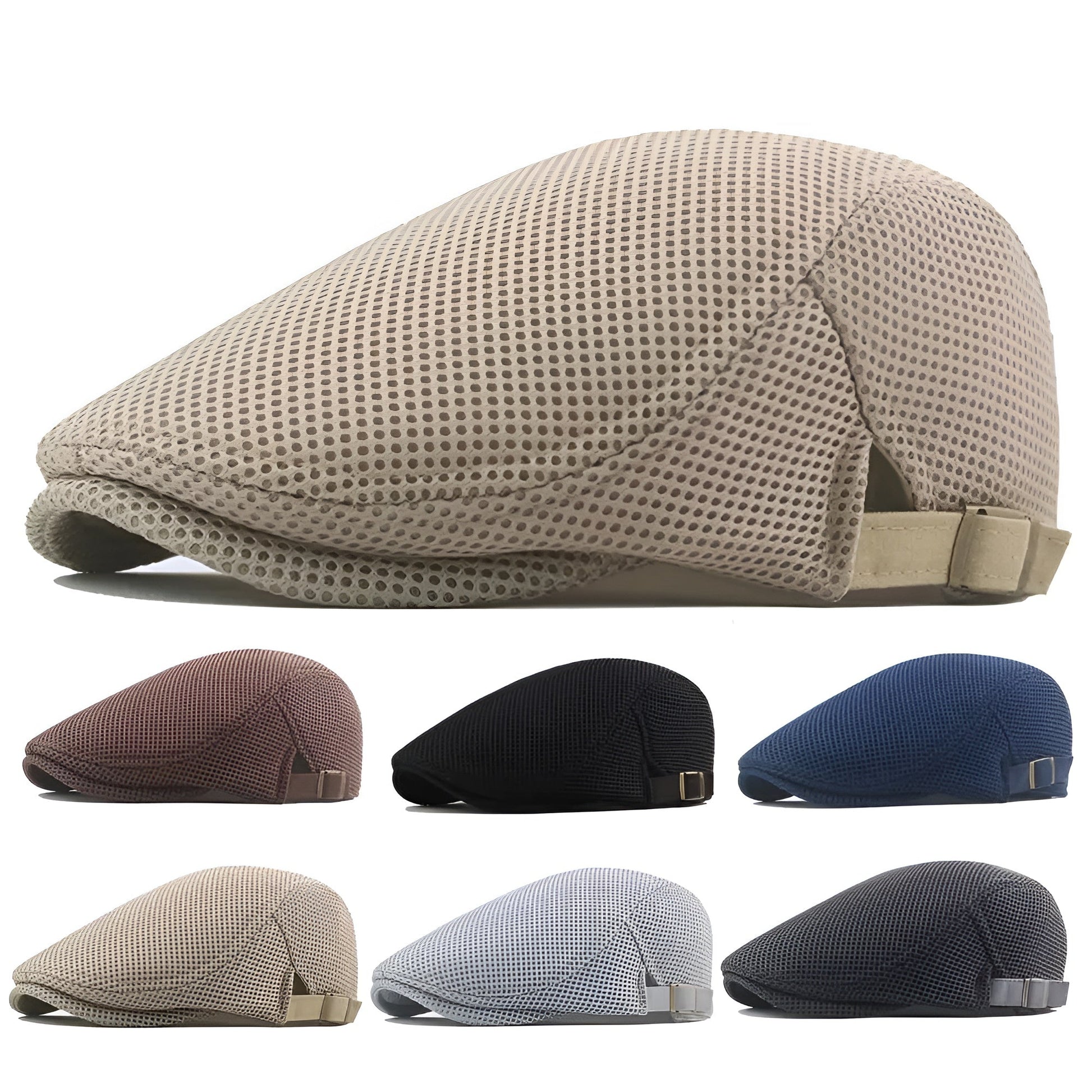 Gros plan sur la texture aérée du béret en polyester