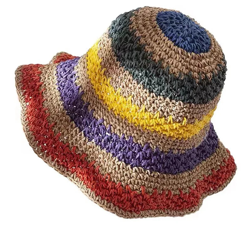 Chapeau de paille naturel avec détails tissés