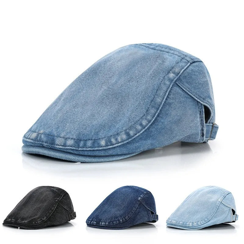 Gros plan sur le tissu en jean du béret