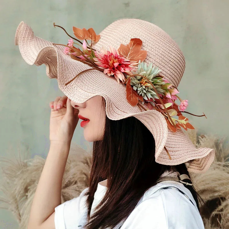 Chapeau de paille avec fleur, vue de côté