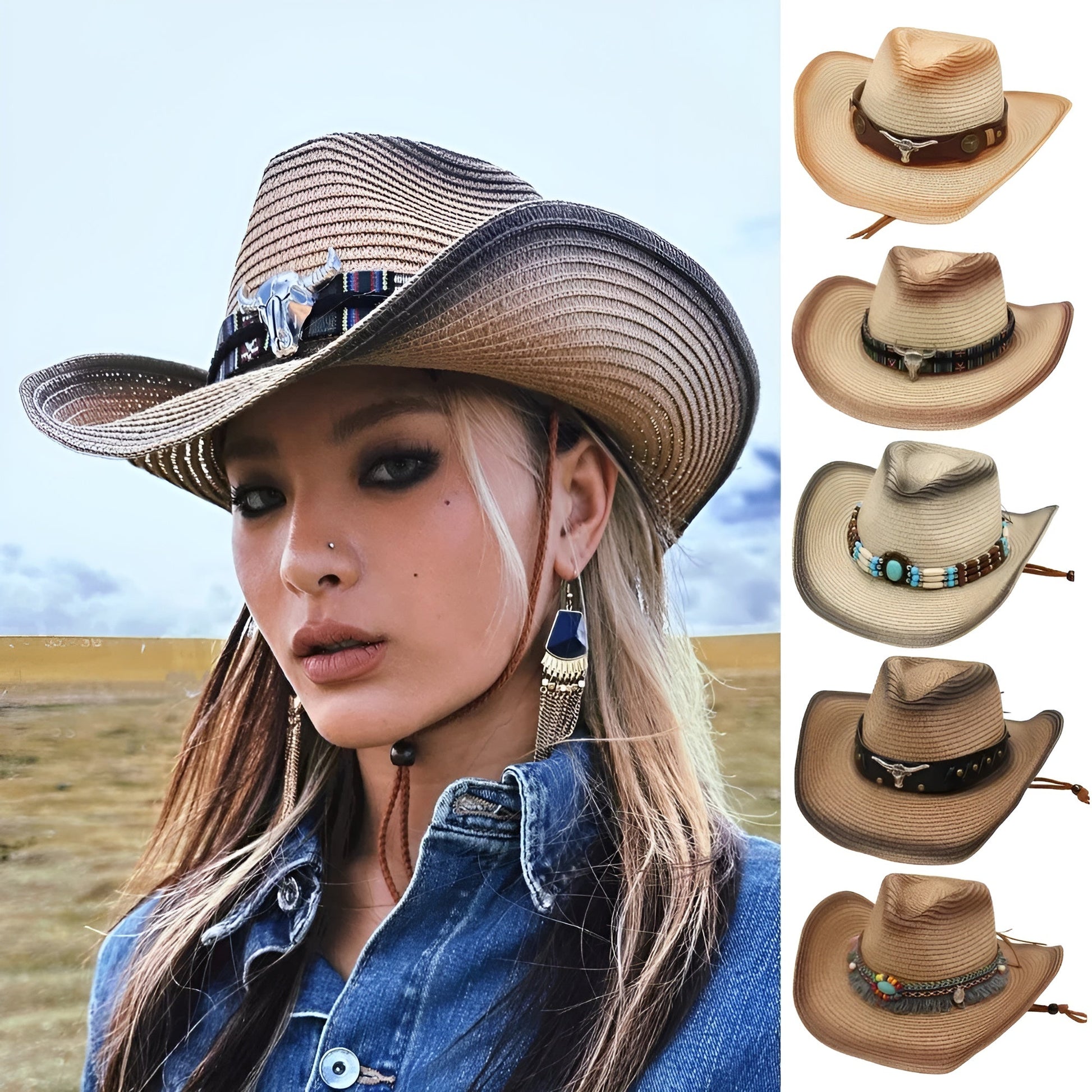 Chapeau cowboy posé sur une table en bois