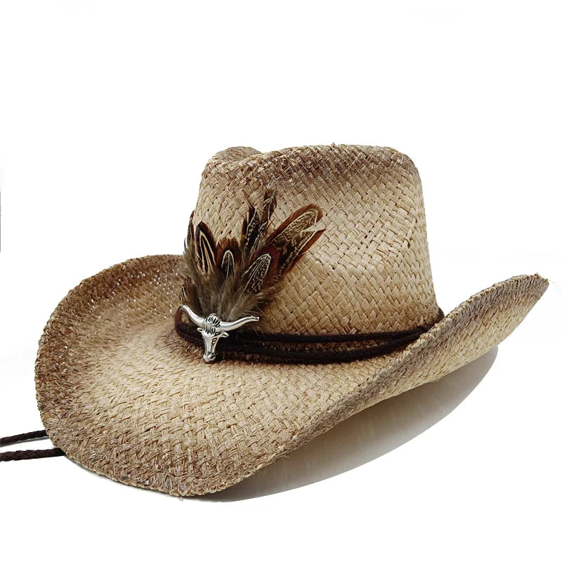 Détail du cordon sur un chapeau cowboy en cuir