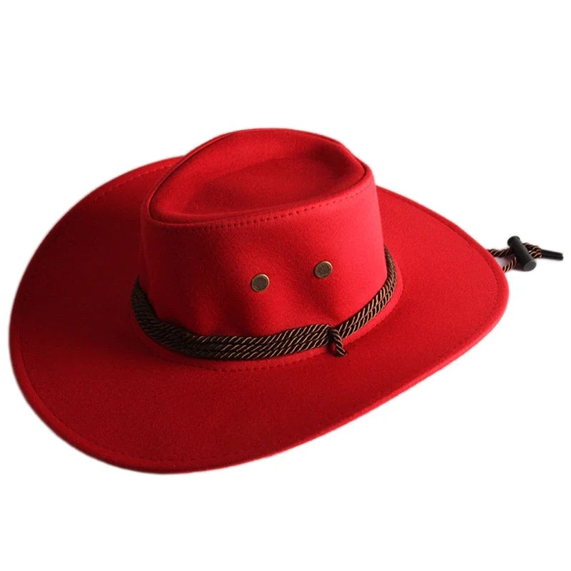 Chapeau cowboy en feutre noir avec bande décorative