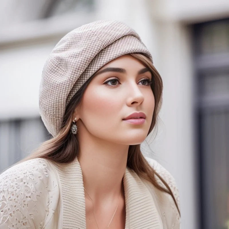Béret en coton avec bordure raffinée en gros plan