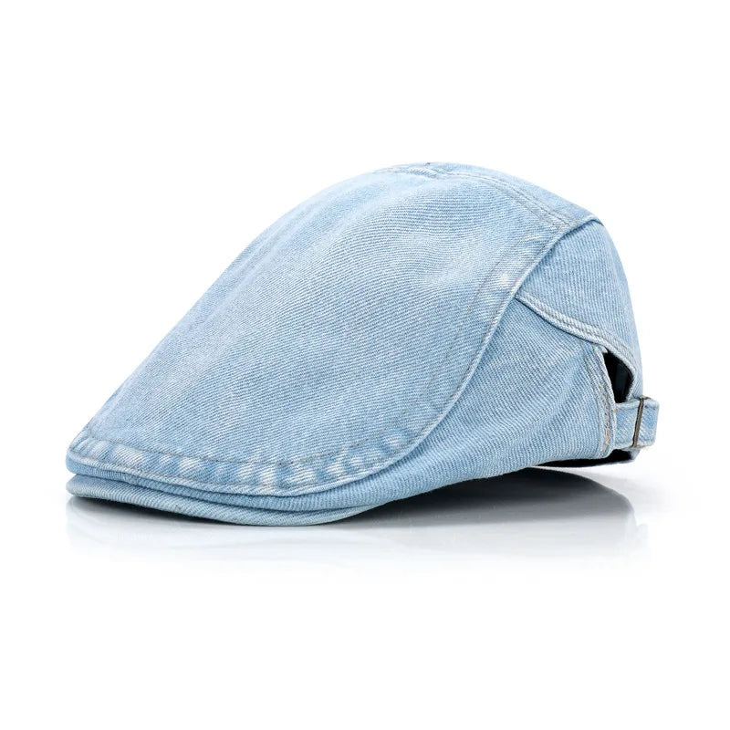 Béret en denim ajustable avec boucle métallique