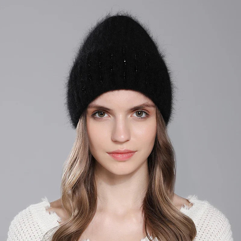 Bonnet d'hiver en gros plan, mettant en avant la maille