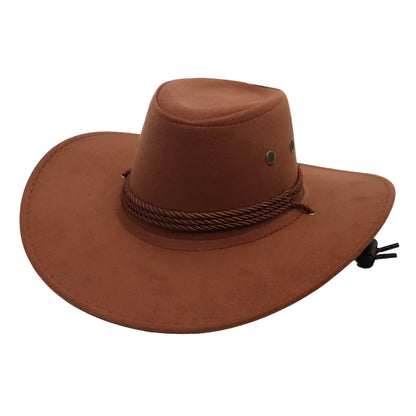Chapeau cowboy en cuir vu de dessus, mettant en valeur sa forme