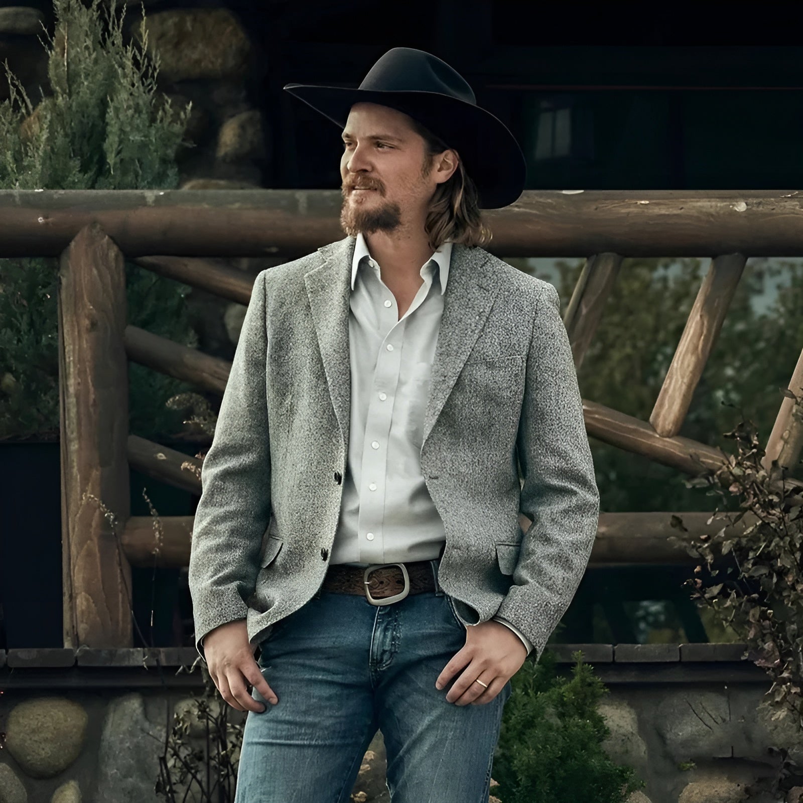 Détail du cordon sur un chapeau cowboy en cuir