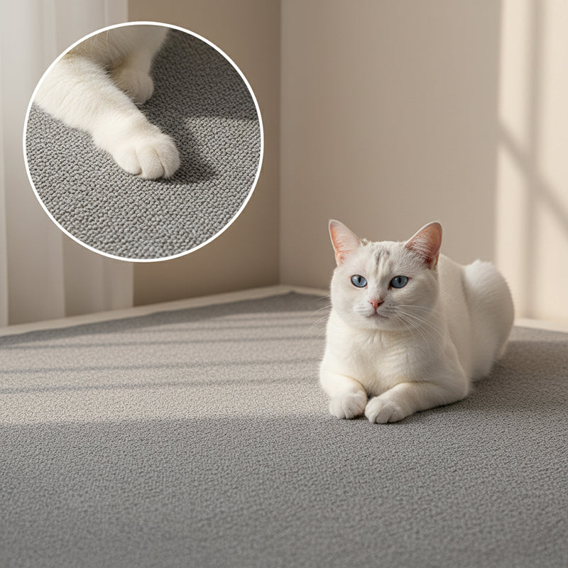 Installation facile du tapis anti-griffes sur un mur blanc