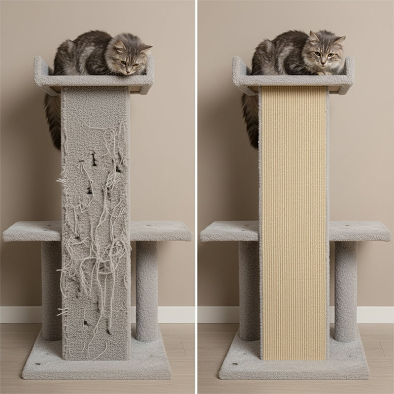 Gros plan sur la texture du tapis anti-griffes transparent
