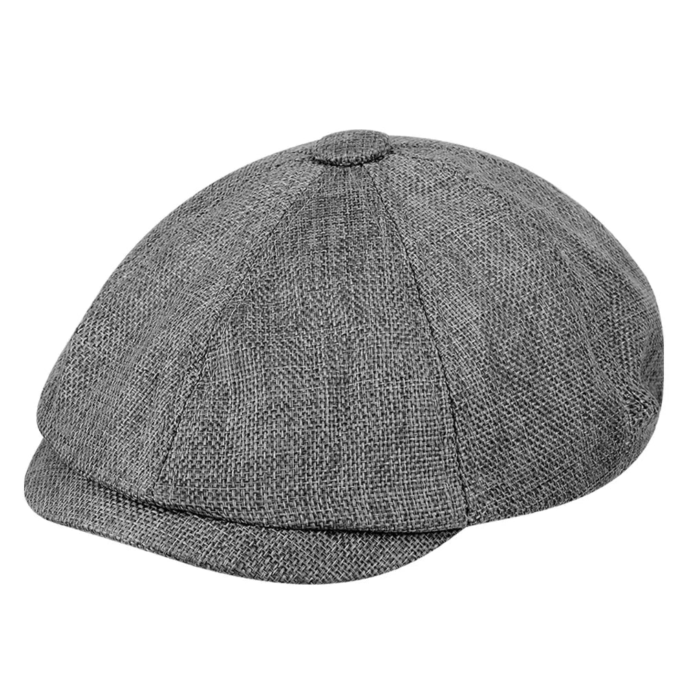 Vue de profil d'une casquette en laine à motif pied-de-poule