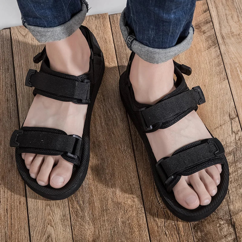Sandales antidérapantes avec bandes épaisses et scratch ajustable