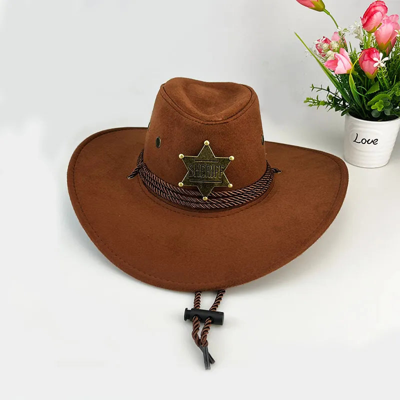 Chapeau cowboy en feutre brun avec détails authentiques
