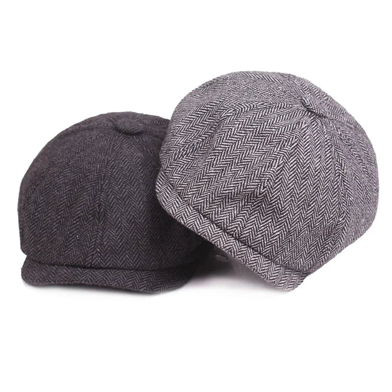 Casquette Gavroche noire avec doublure intérieure visible