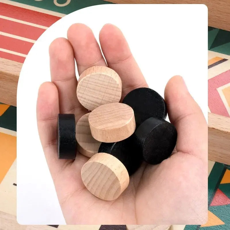 Jeu de palets en bois sur table, vue de dessus