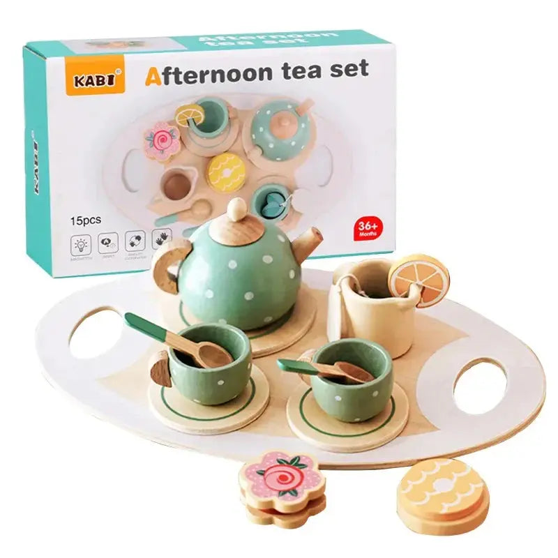 Accessoires de thé en bois sur une nappe colorée