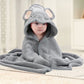 Serviette bébé à capuche éléphant gris en tissu respirant