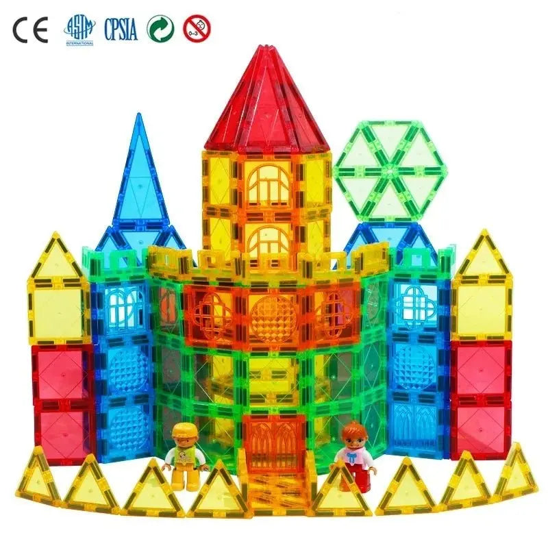Ensemble de pièces magnétiques colorées dispersées sur une table
