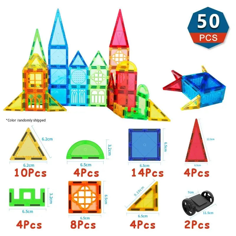 Différentes formes géométriques créées avec des blocs magnétiques