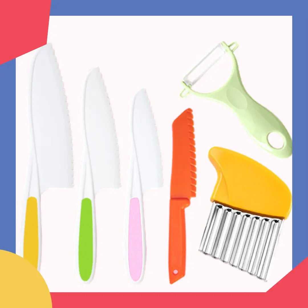 Vue de dessus d'un ensemble d'ustensiles pour jeunes cuisiniers
