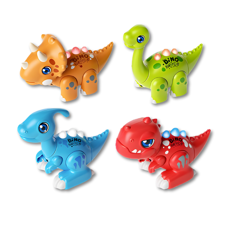 Vue d'ensemble du set de dinosaures à assembler pour enfants