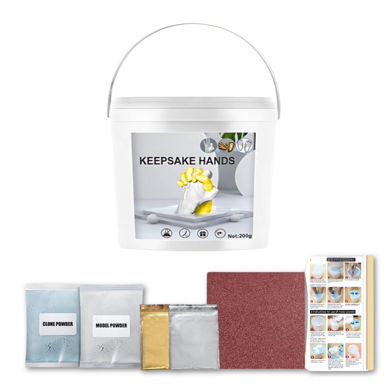 Contenu complet du kit de moulage pour empreintes bébé