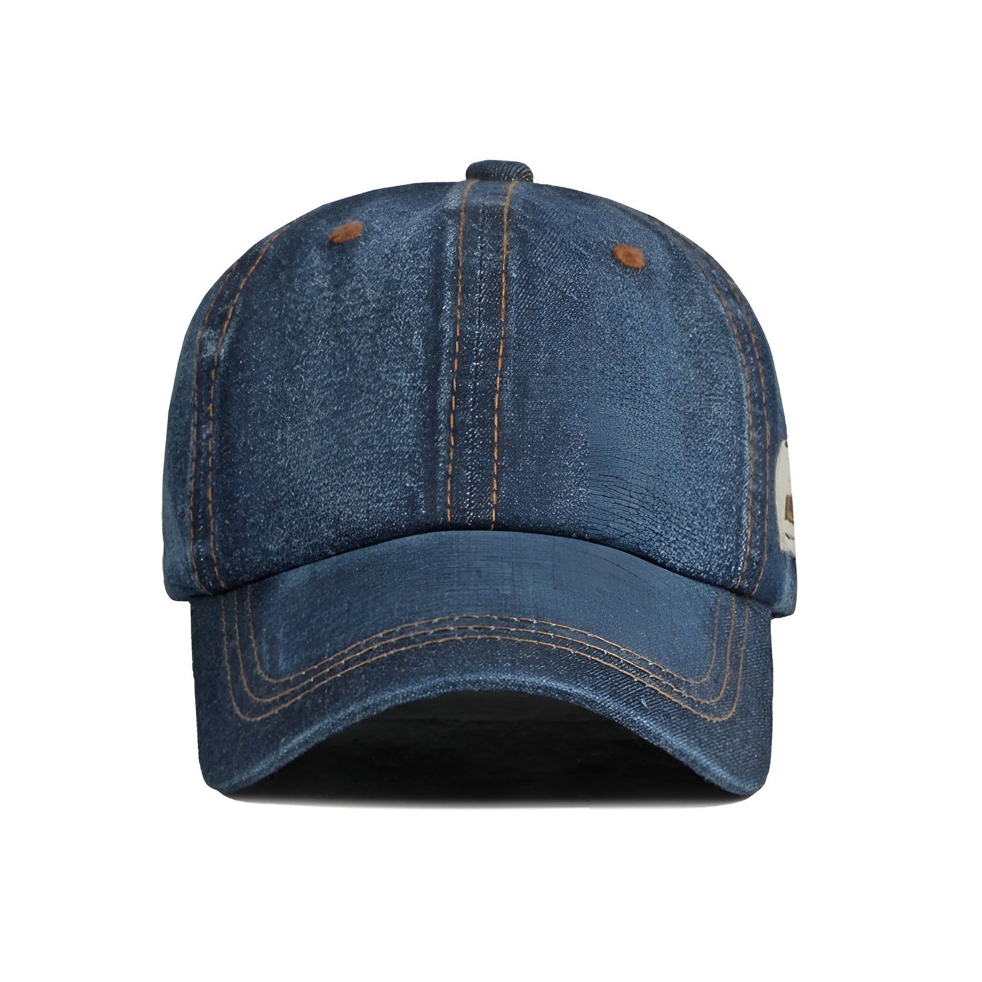 Gros plan sur la texture denim de la casquette