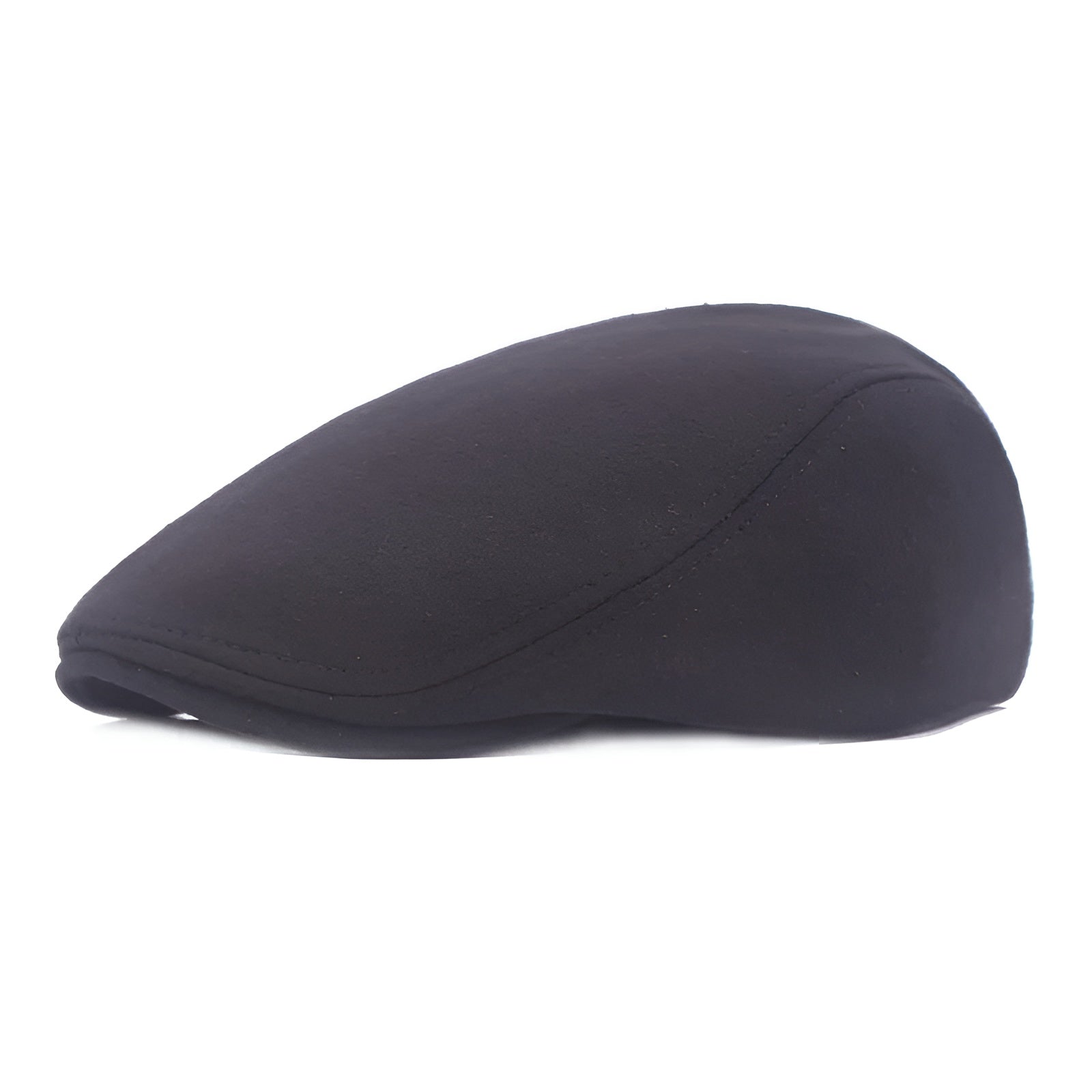 Béret en coton vu de côté, soulignant sa coupe classique
