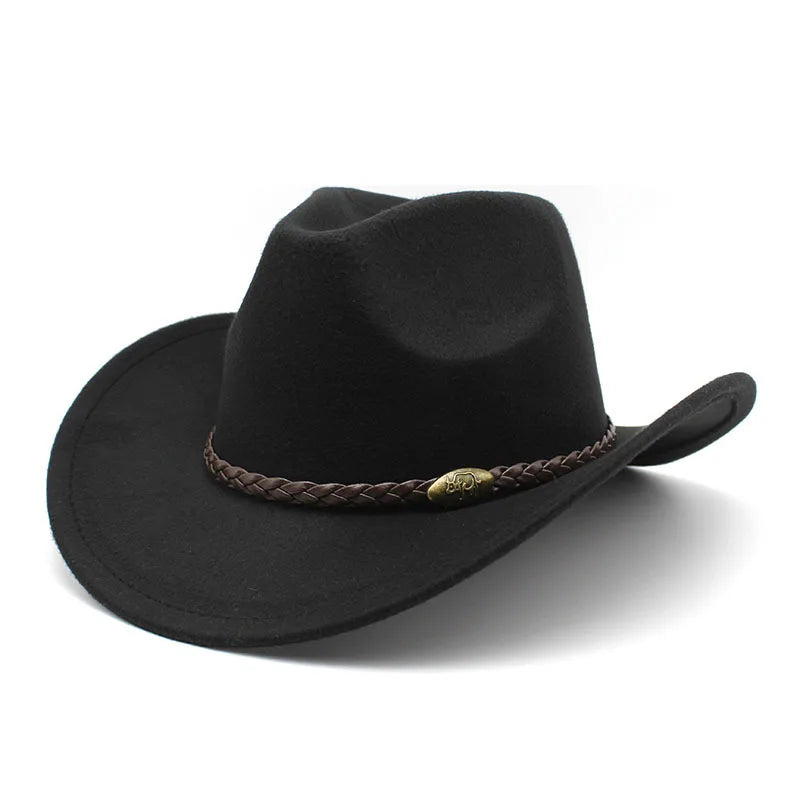 Chapeau cowboy en cuir avec ombre projetée
