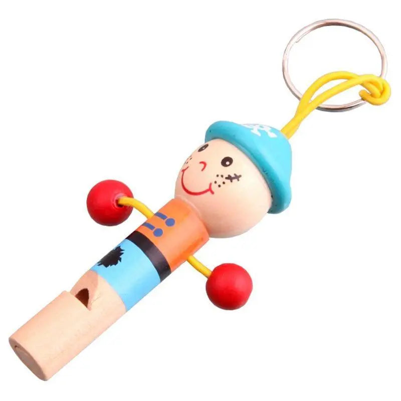 Vue latérale d'un sifflet pirate en bois, couleurs vives