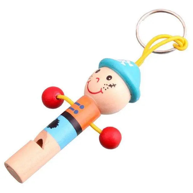 Sifflet pirate en bois, vue de dessus, couleurs éclatantes