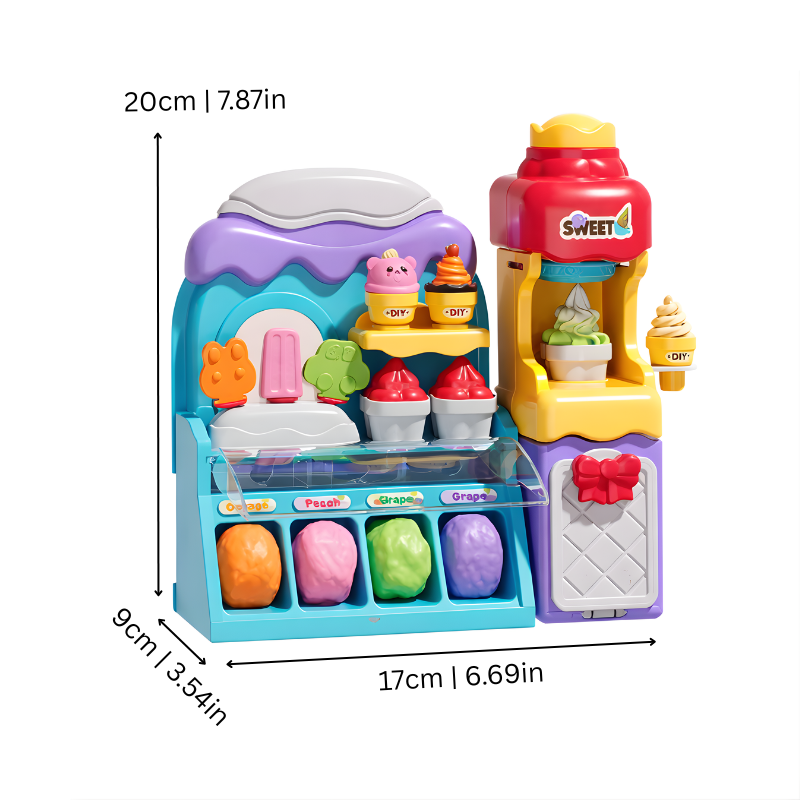 Vue des dimensions des pièces du set de pâte à glace