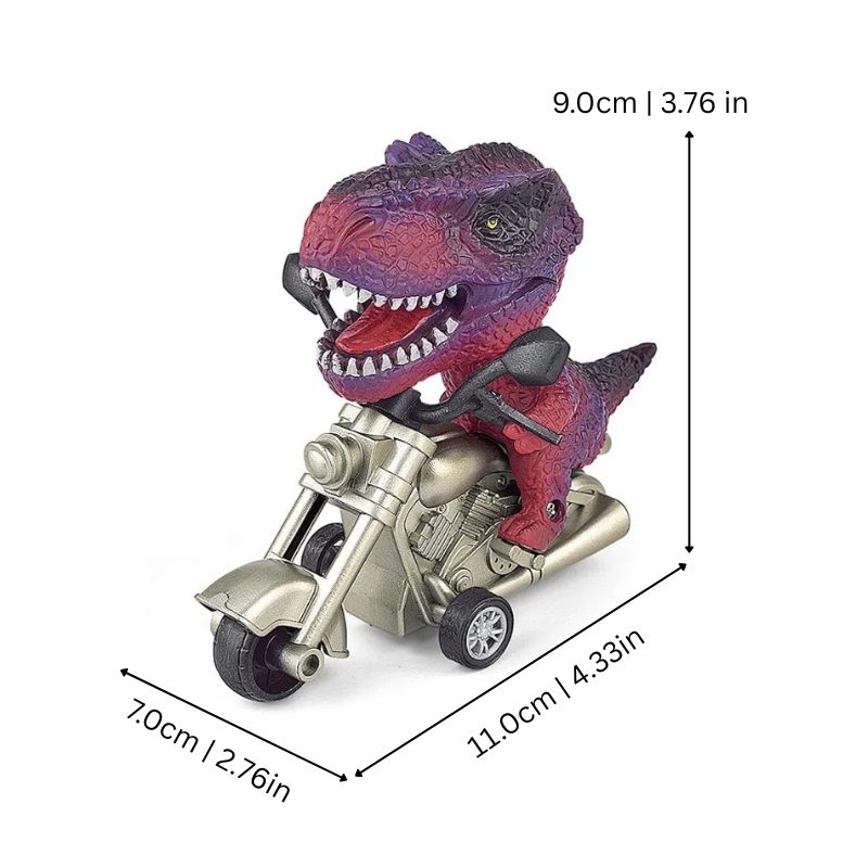 Dimensions du jouet moto dinosaure avec détails de mesure