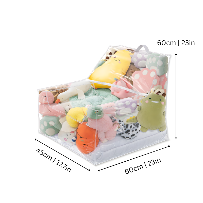 Dimensions de la chaise de rangement en PVC transparent