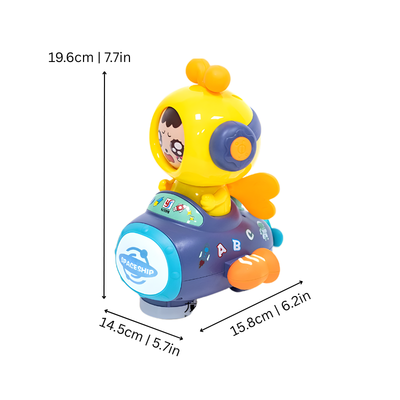 Dimensions du jouet interactif avec roues LED visibles