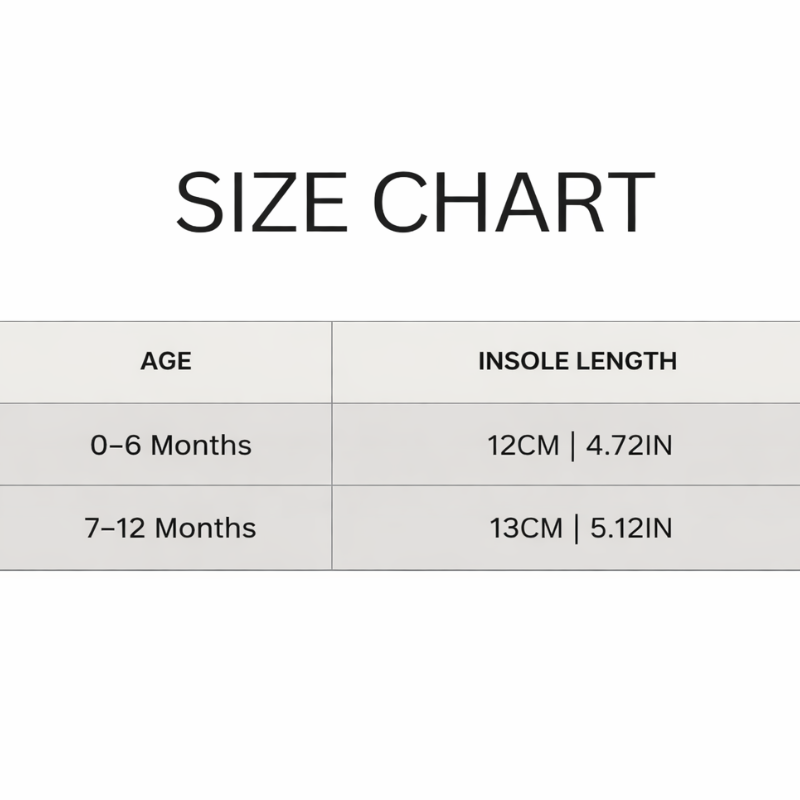 Guide des tailles pour chaussons-socquettes bébé en polaire
