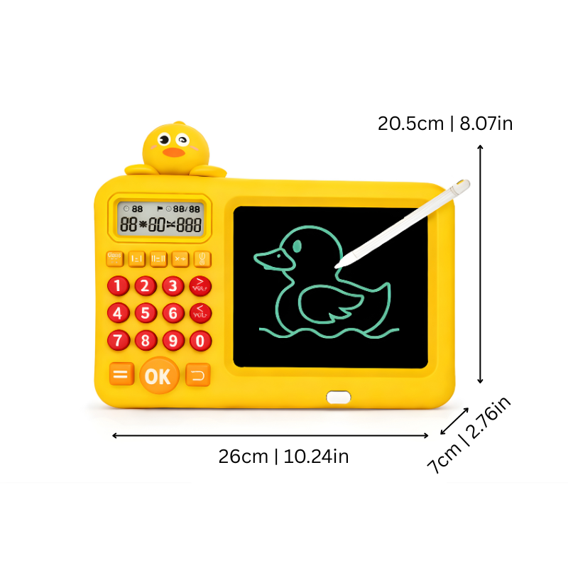 Tablette d'écriture LCD avec calculatrice intégrée, vue de face