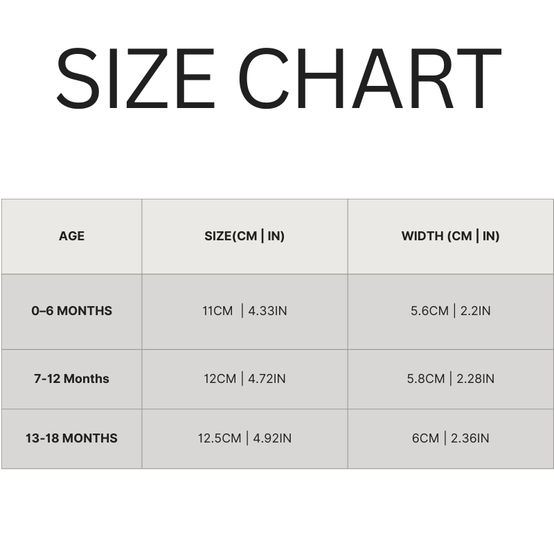 Guide des tailles pour chaussons bébé en coton doux