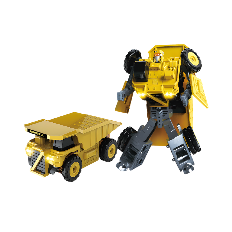 Camion-benne jaune transformable en robot, en plastique ABS