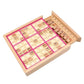 Coffret de sudoku en bois rouge avec pièces visibles