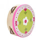 Tambourin en bois avec motifs colorés et cymbales intégrées