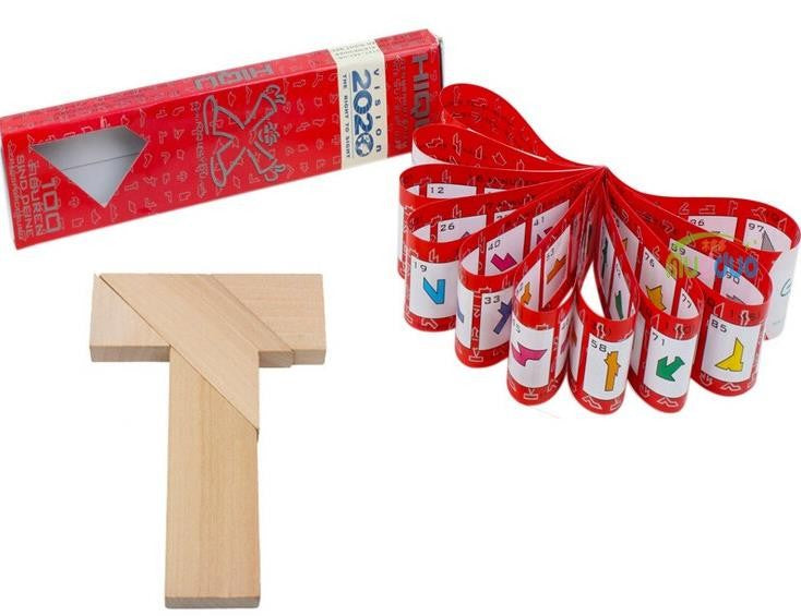 Vue d'ensemble du tangram formant un T