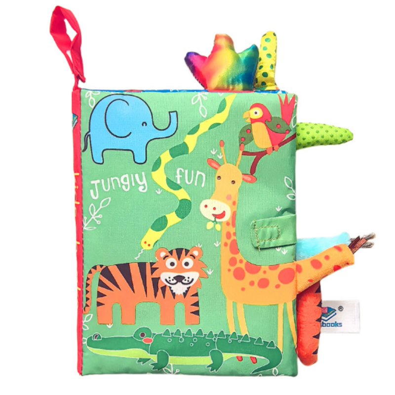 Page de livre en tissu avec un tigre coloré