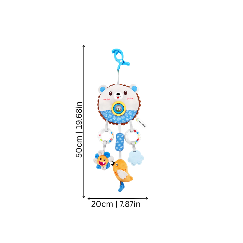 Dimensions du jouet sensoriel en peluche suspendu