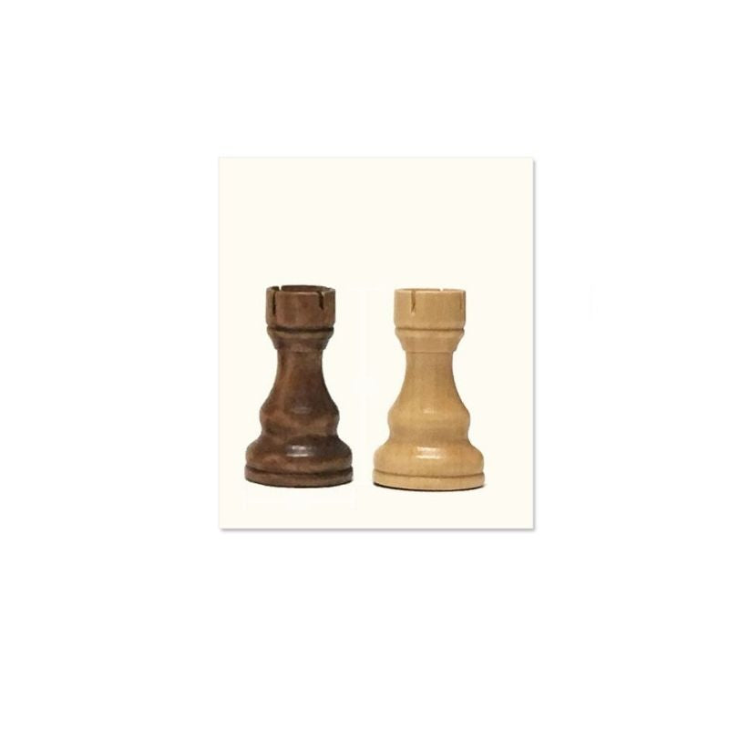 Paire de tours d'échecs en bois, taille 8, posées côte à côte