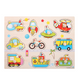 Puzzle en bois illustrant différents moyens de transport